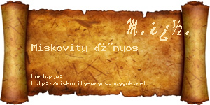 Miskovity Ányos névjegykártya